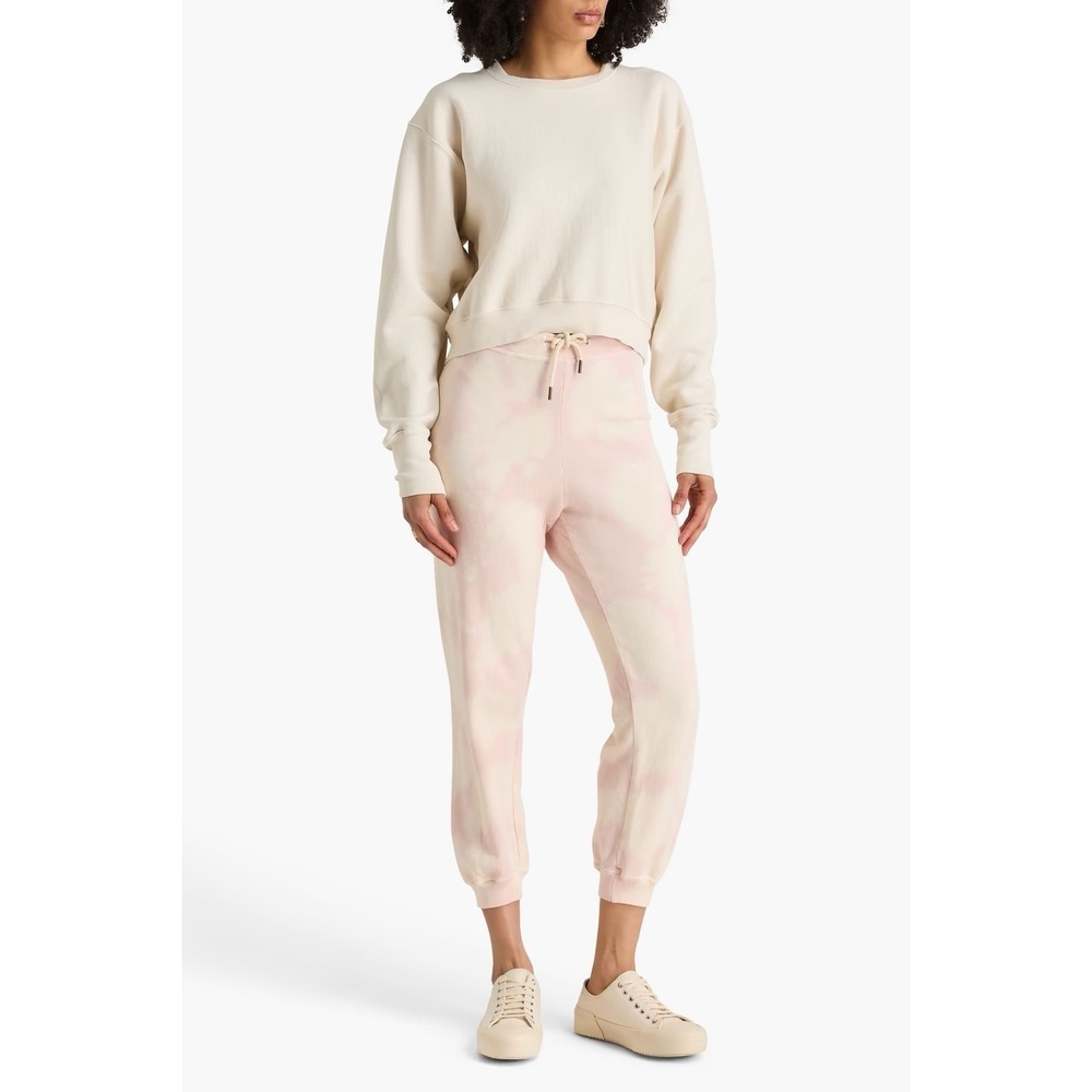 THE GREAT The Cropped Sweatpants Size 3 Large Pink Tie Dye Joggers USA NWT